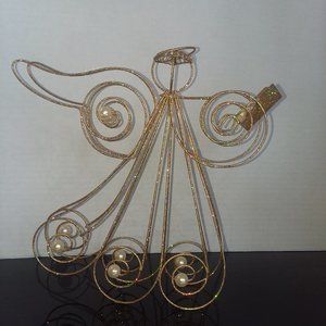 Gold Sparkle Angel accented with Pearls 9 3/4 X 9